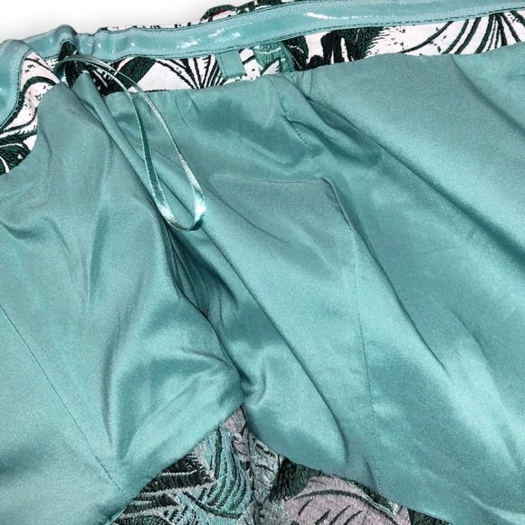 Eva Mendes Jacquard Del Mar Dress Green S strapless Palm summer spring wedding S - Picture 8 of 9